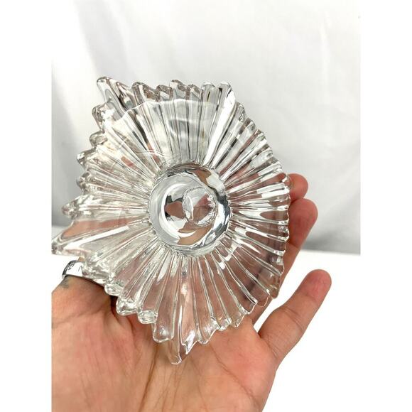 VTG Clear Pressed Glass Candle Holder Starburst Pattern MCM Art Deco Lot of 2 - Picture 10 of 16